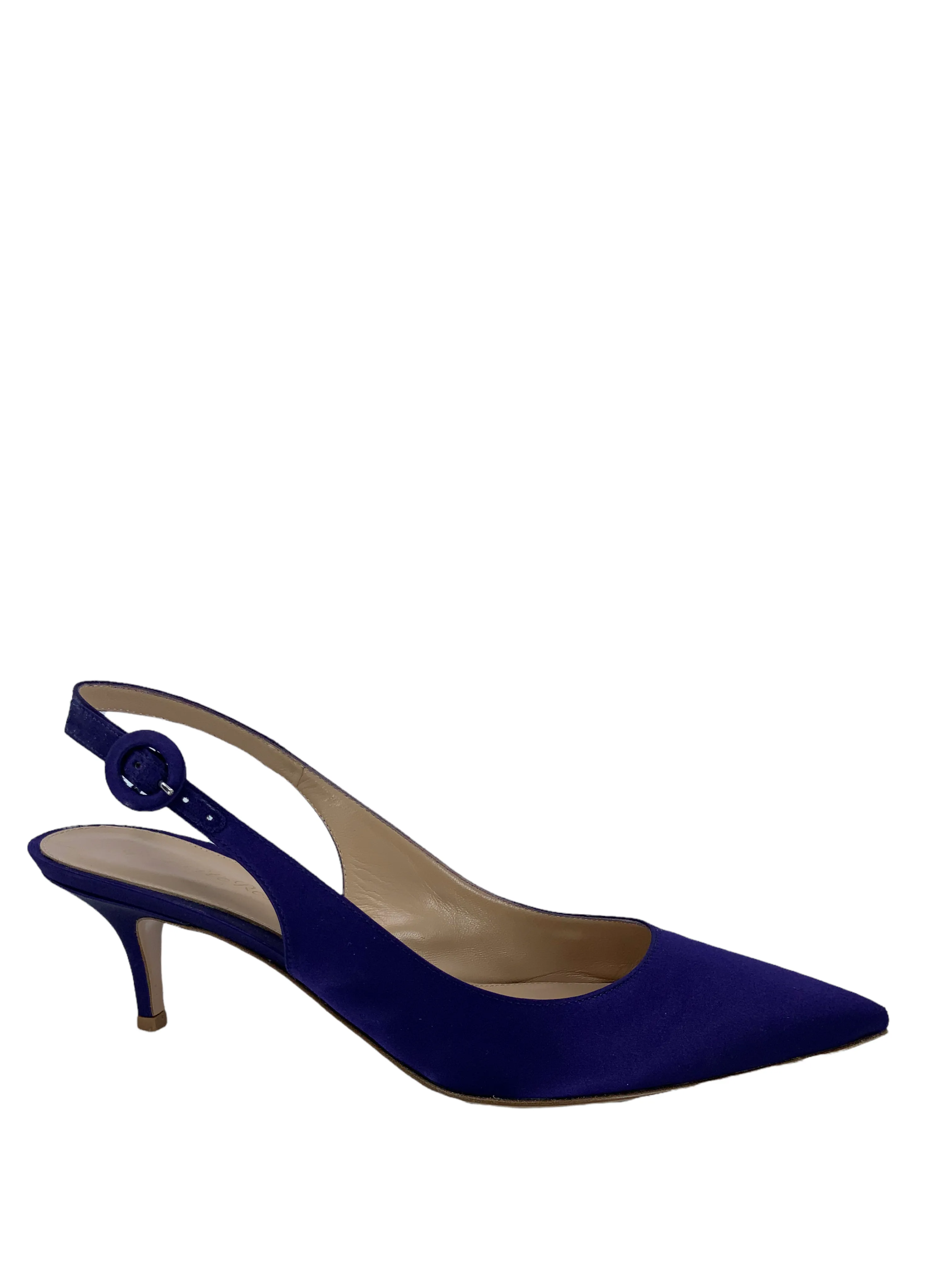 Satin Pointed Toe Slingback Shoes by Gianvito Rossi