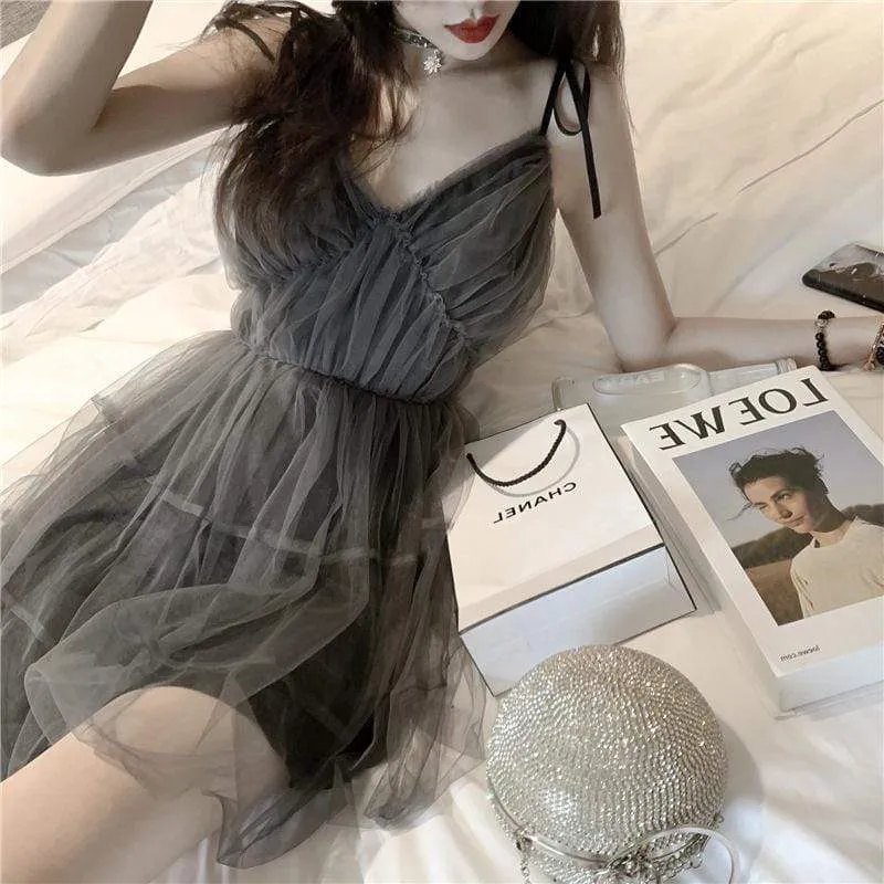 Women's Slip Dresses with Gothic Mesh Details