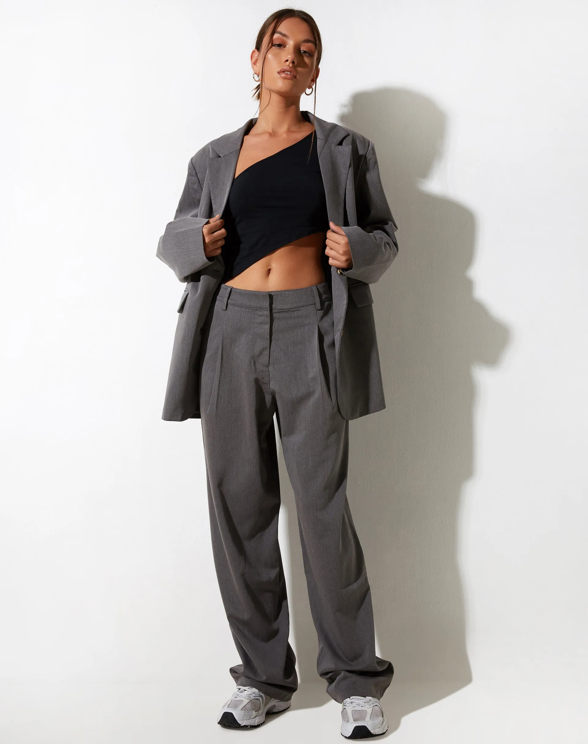 Women's Sakaria Wide Leg Trouser in Tailoring Charcoal