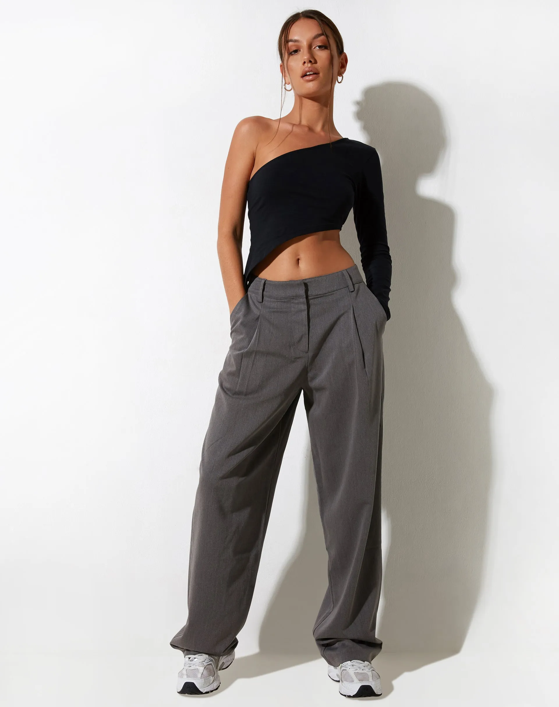 Women's Sakaria Wide Leg Trouser in Tailoring Charcoal