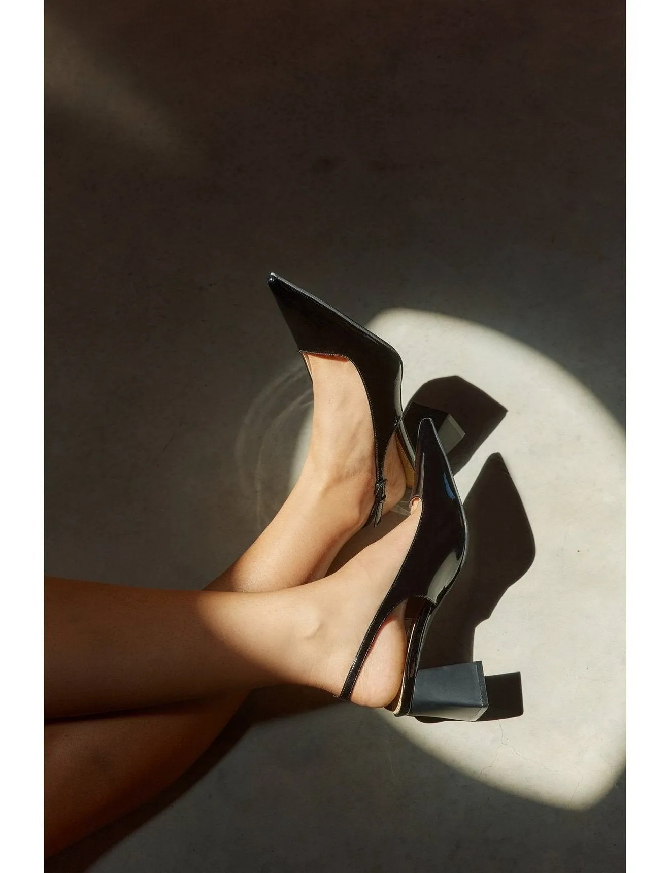 Black Patent Yarra Pointed Toe Slingbacks