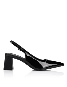 Black Patent Yarra Pointed Toe Slingbacks