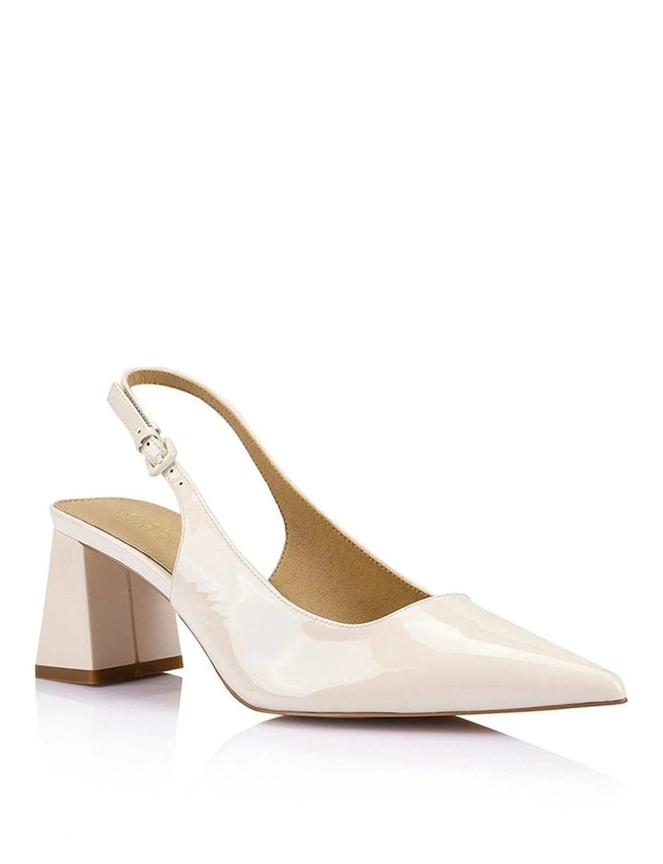 Chalk Patent Yarra Pointed Toe Slingbacks