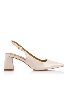 Chalk Patent Yarra Pointed Toe Slingbacks