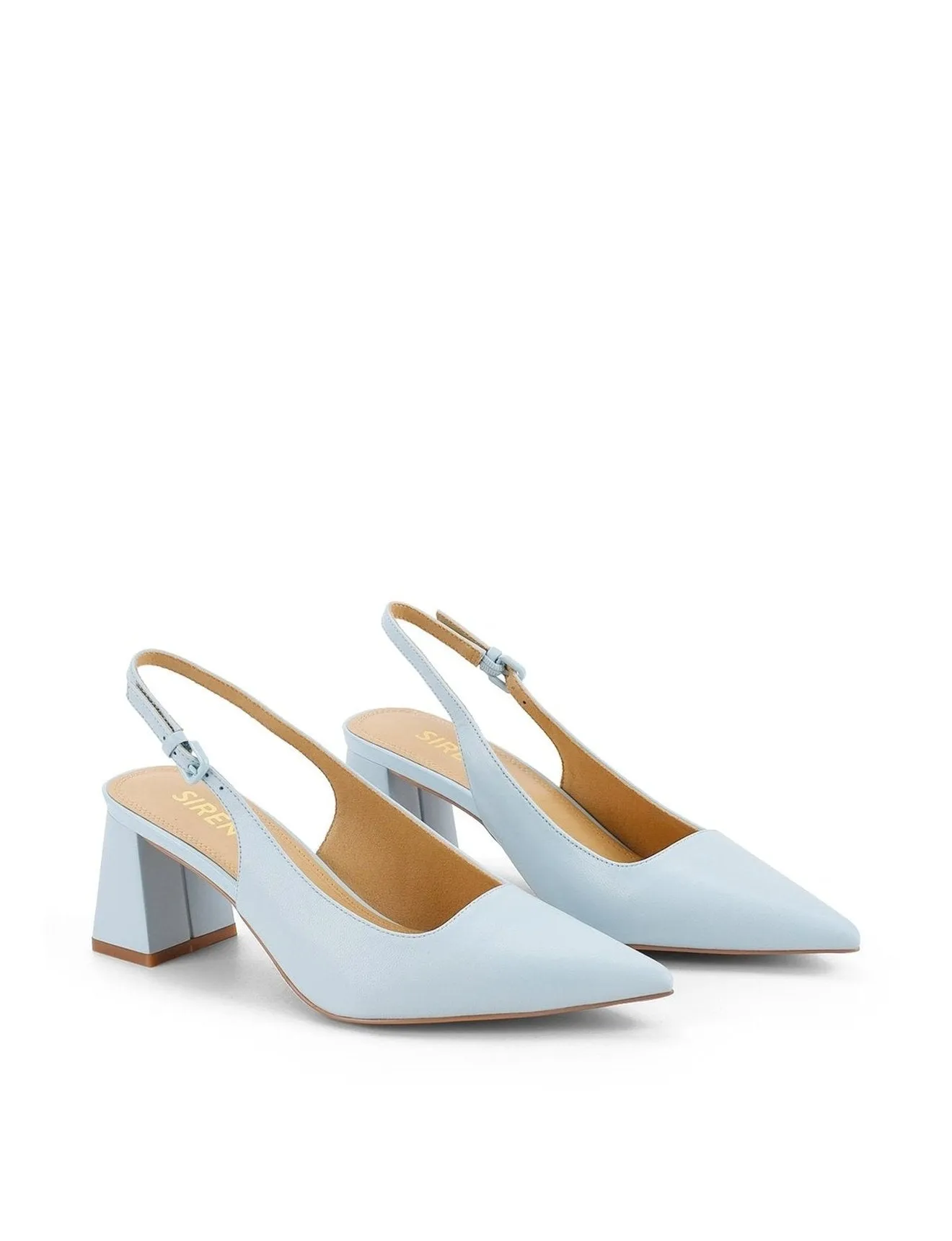 Yarra Pointed Toe Slingbacks in Pale Blue Leather