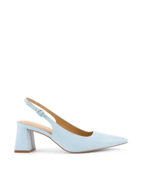 Yarra Pointed Toe Slingbacks in Pale Blue Leather