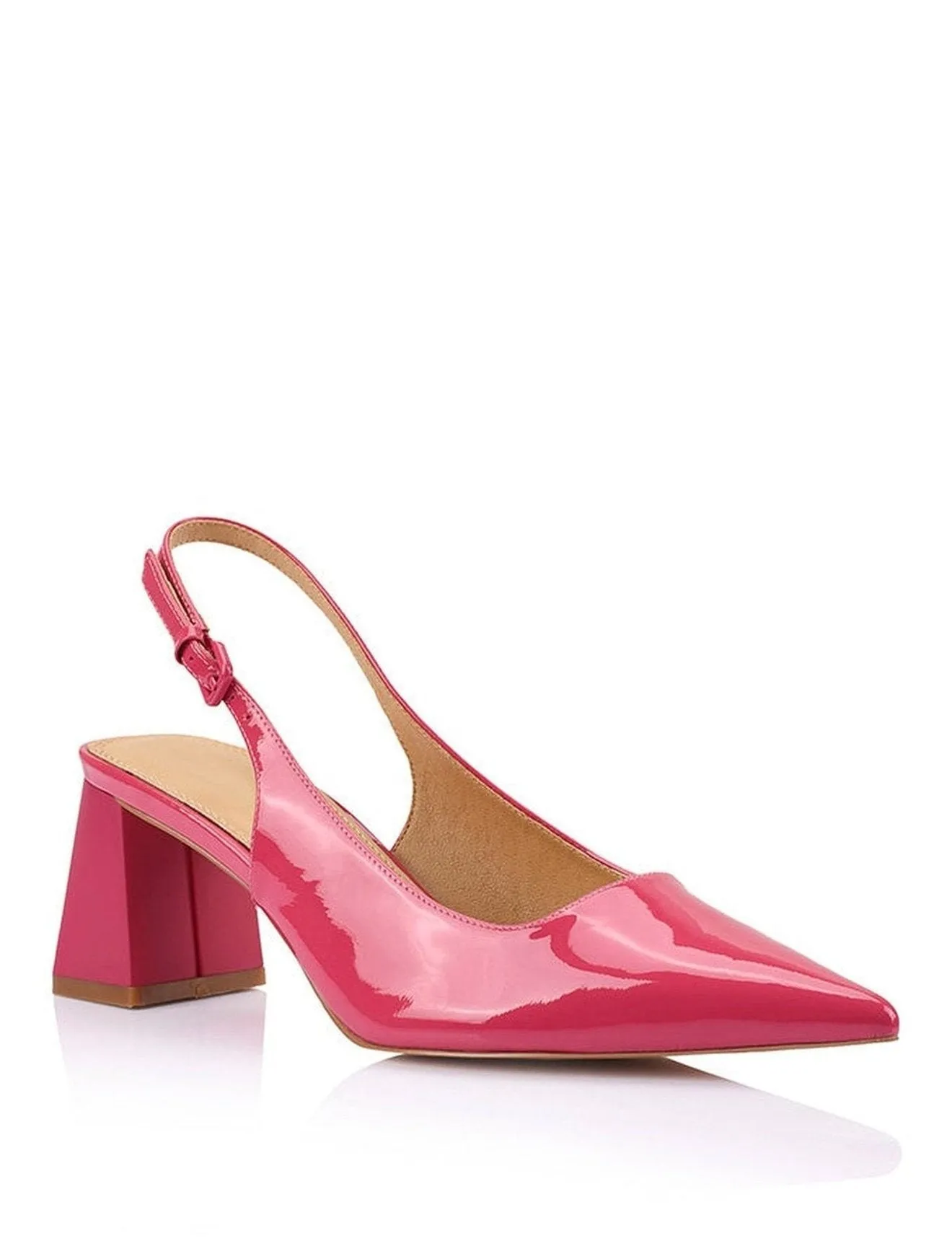 Yarra Pointed Toe Slingbacks in Raspberry Patent