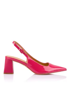 Yarra Pointed Toe Slingbacks in Raspberry Patent