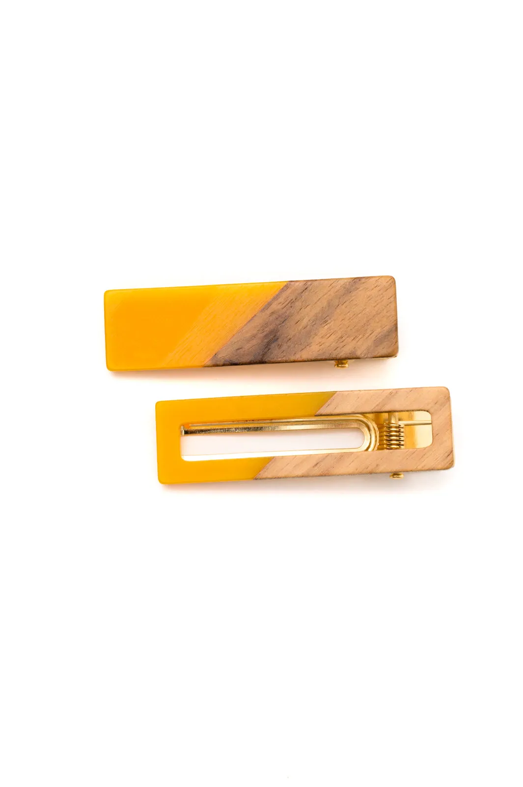 Yellow Two Tone Hair Clip Set