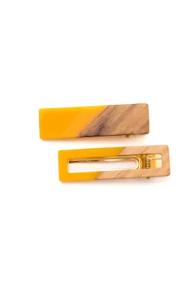 Yellow Two Tone Hair Clip Set