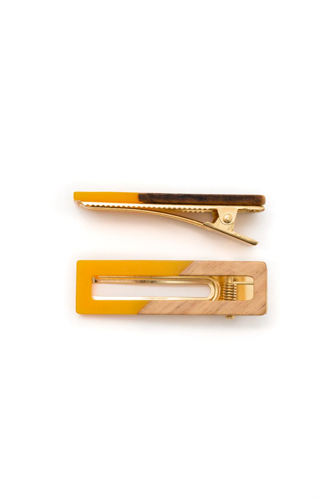 Yellow Two Tone Hair Clip Set